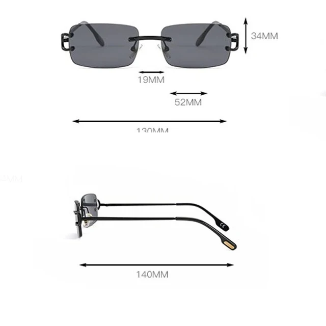 HBK Retro Rimless Sunglasses Small Square Gold Frame UV400 Eyewear - Image 4