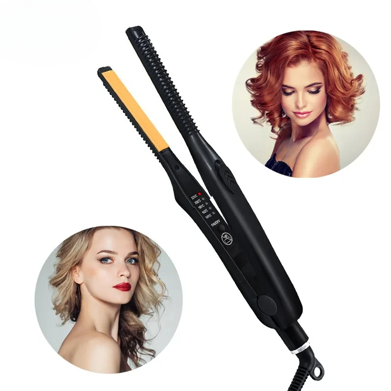 2-in-1 Professional Hair Straightener Curling Iron Mini Ceramic Straightener with Adjustable Temperature Small Flat Iron