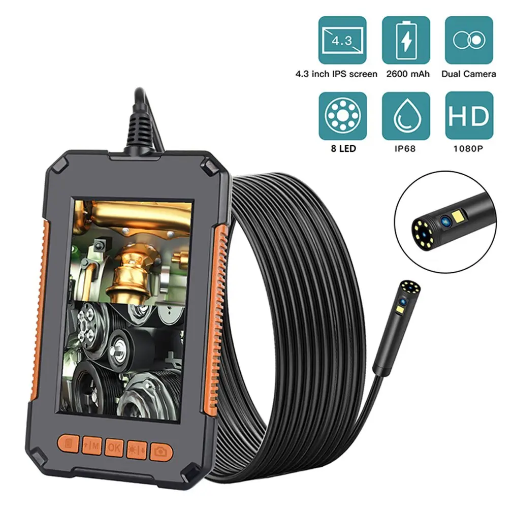 

Industrial Endoscope Camera 1080P 4.3 " IPS Single Dual Lens Pipe Car Inspection Camera IP67 Waterproof 8 LEDs For Sewer Engine