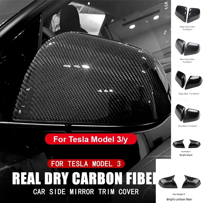 Carbon Fiber Mirror Cover Car Rearview Mirror Cover For Tesla Model 3 Y Decorative Shell Exterior Accessories