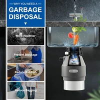 390W Continuous Feed Garbage Disposals with Induction AC Motor Sound Reduction, 1.45L High Effect Grinding Food Waste Disposer, 2