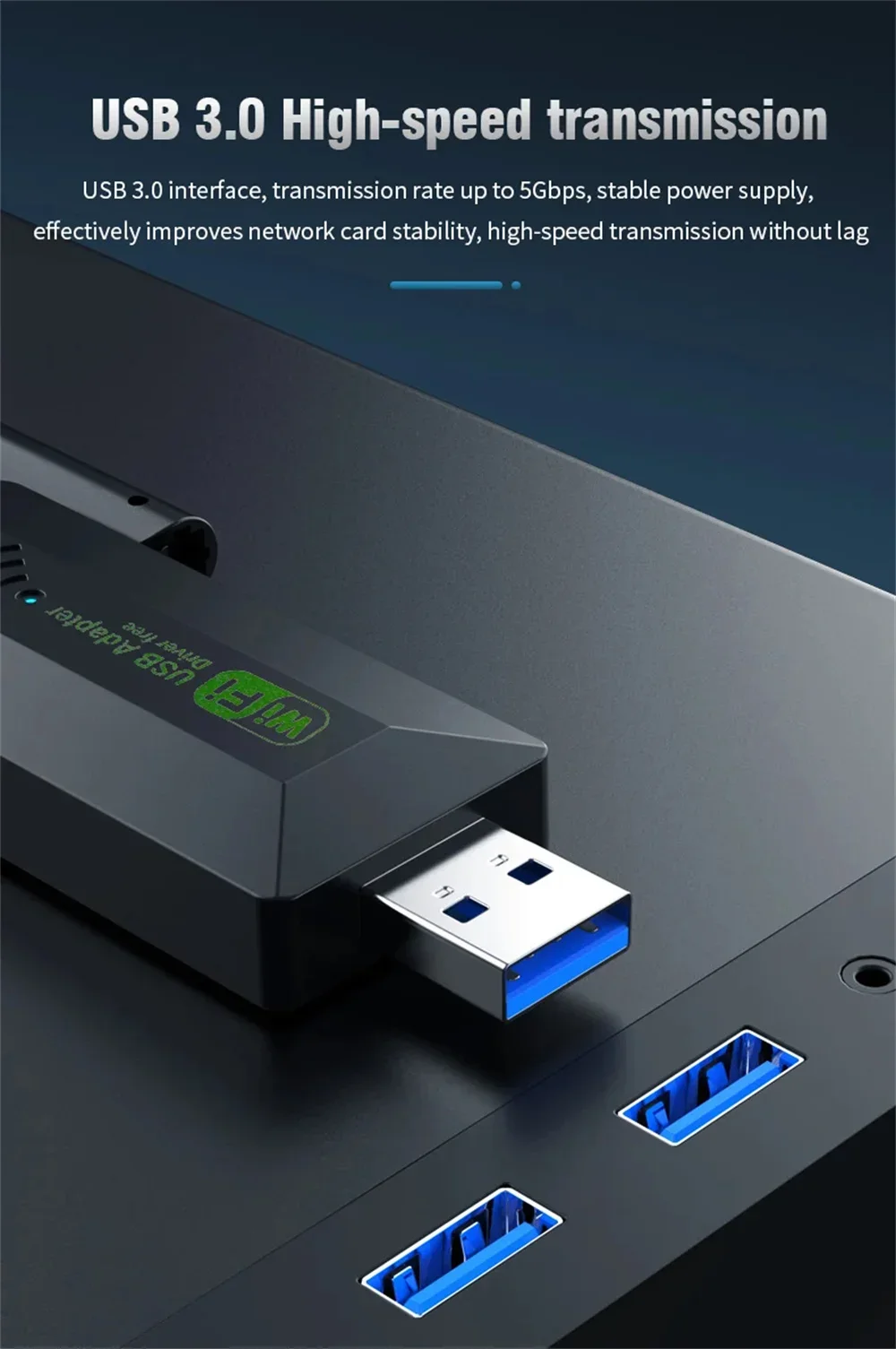 듀얼 밴드 USB wifi 1200Mbps 어댑터 2.4GHz 5GHz WiFi 4 안테나 PC 미니 컴퓨터 600Mbps 네트워크 카드 수신기