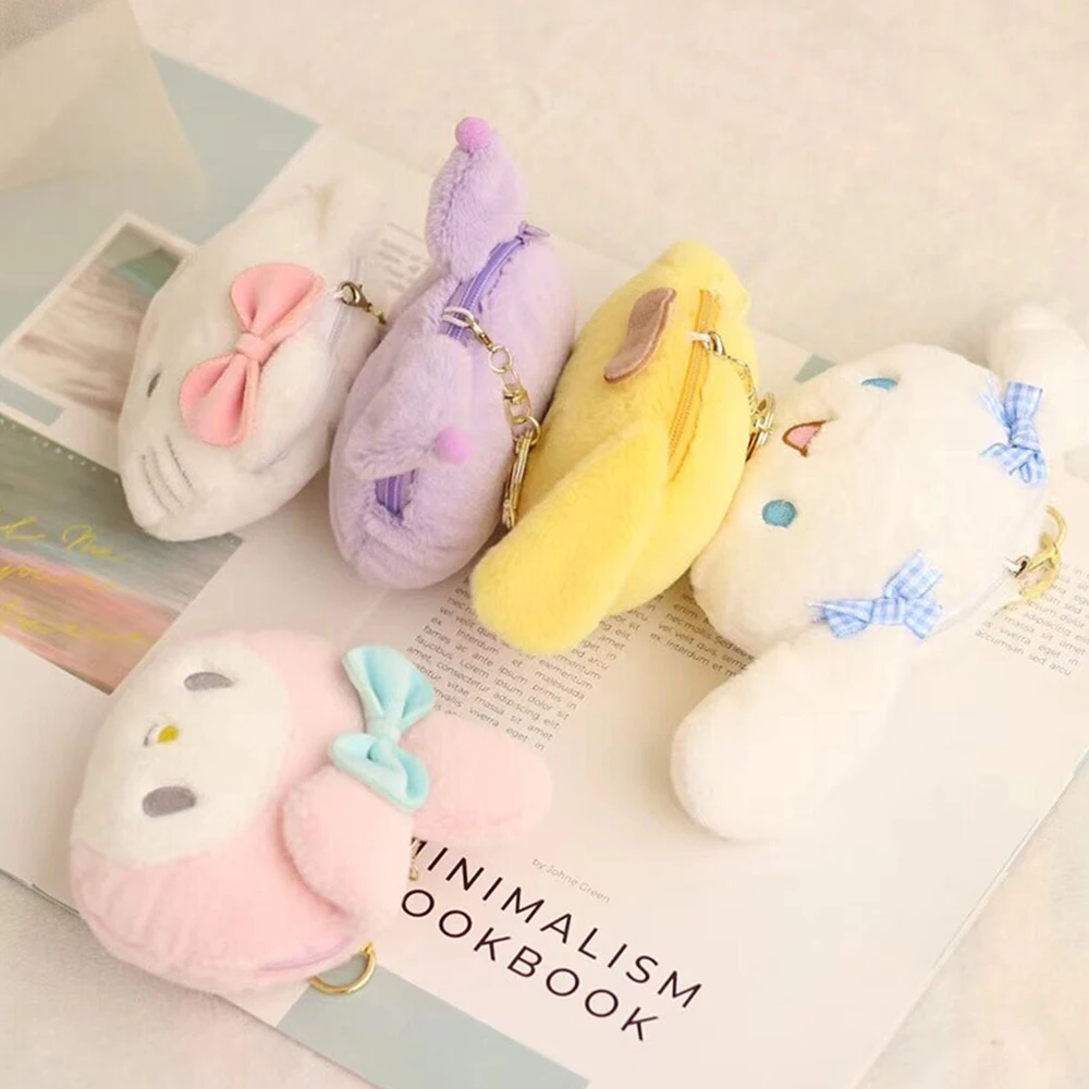 Plush Toys Plush Coin Purse Plush Keychain Sanrio Cartoon Melody Plush Purse Keychain Hello Kitty Coin Purse Cinnamoroll Plush Pendant Soft Stuffed Toy for Girl