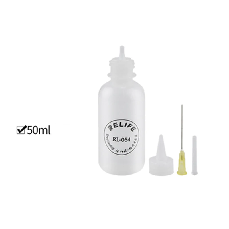 

2pcs RL-054 50ML Empty Plastic Bottle Phone Repair Squeeze Bottle for Alcohol Soldering Flux Rosin Dispenser With Needle Tool