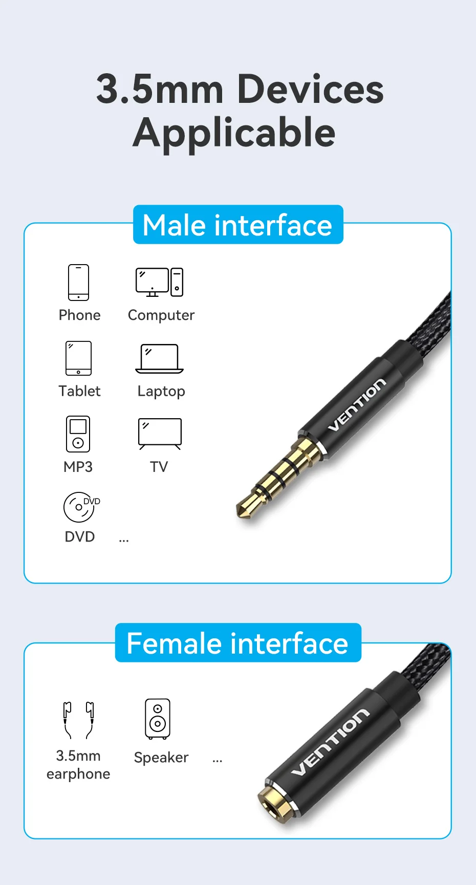 Jack 3.5 mm Audio Extension Cable for Laptop PC TV Huawei Xiaomi Stereo 3.5 mm J