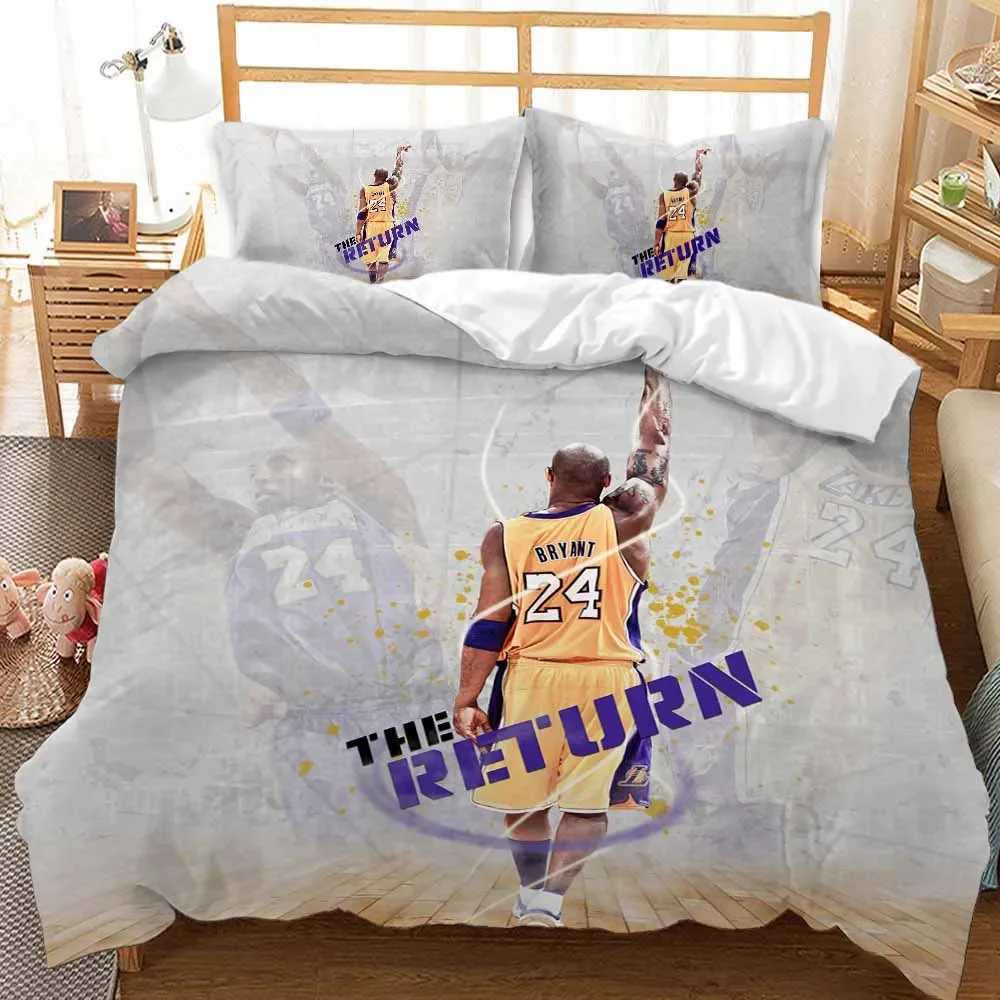 3D Printed Basketball Star Bedding Set 2/3PCS Duvet Cover Set Quilt Cover with Pillowcase Toddler Boys Bedroom Bedclothes 2