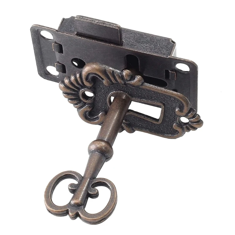 Drawer Lock Antique Locks Antique Iron Drawer Locks Decorative Furniture Locks with Key for Drawers, Wardrobe, Jewelry Wooden Box, Cabinet