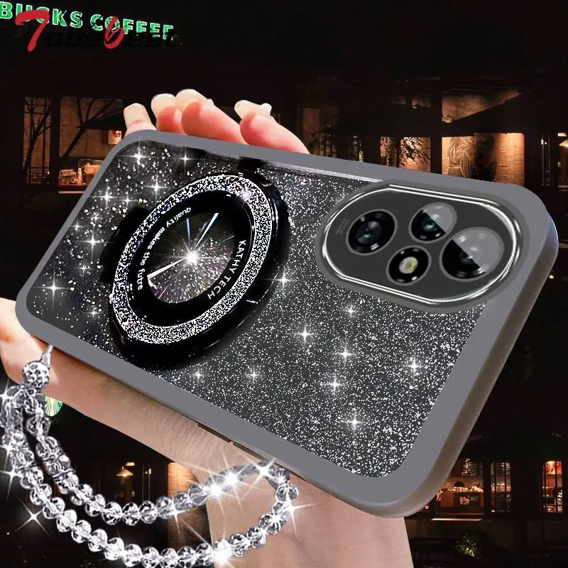 Sparkling Crystal Bracelet MagSafe Phone Holder Case - Silicone Cover with Glitter Design