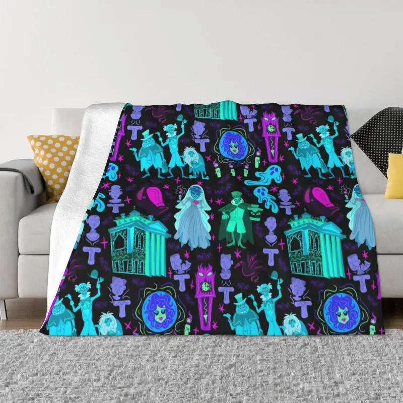 

Haunted Mansion Throw Blanket Sofa Fleece Warm Flannel Halloween Grimace Blankets for Bedroom Office Couch Bedspreads 1