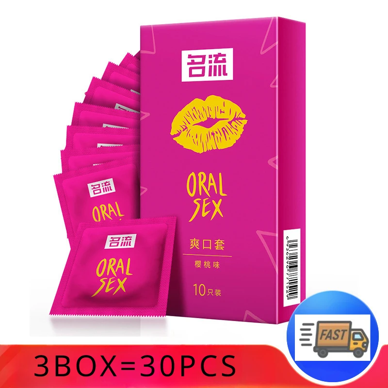 30PCS Natürliche Latex Oral Sex Kondom Kirsche Geschmack Sex Spielzeug Ultra Dünne Blowjob Gummi Kondom Kein Öl Erotische Produkte für paare