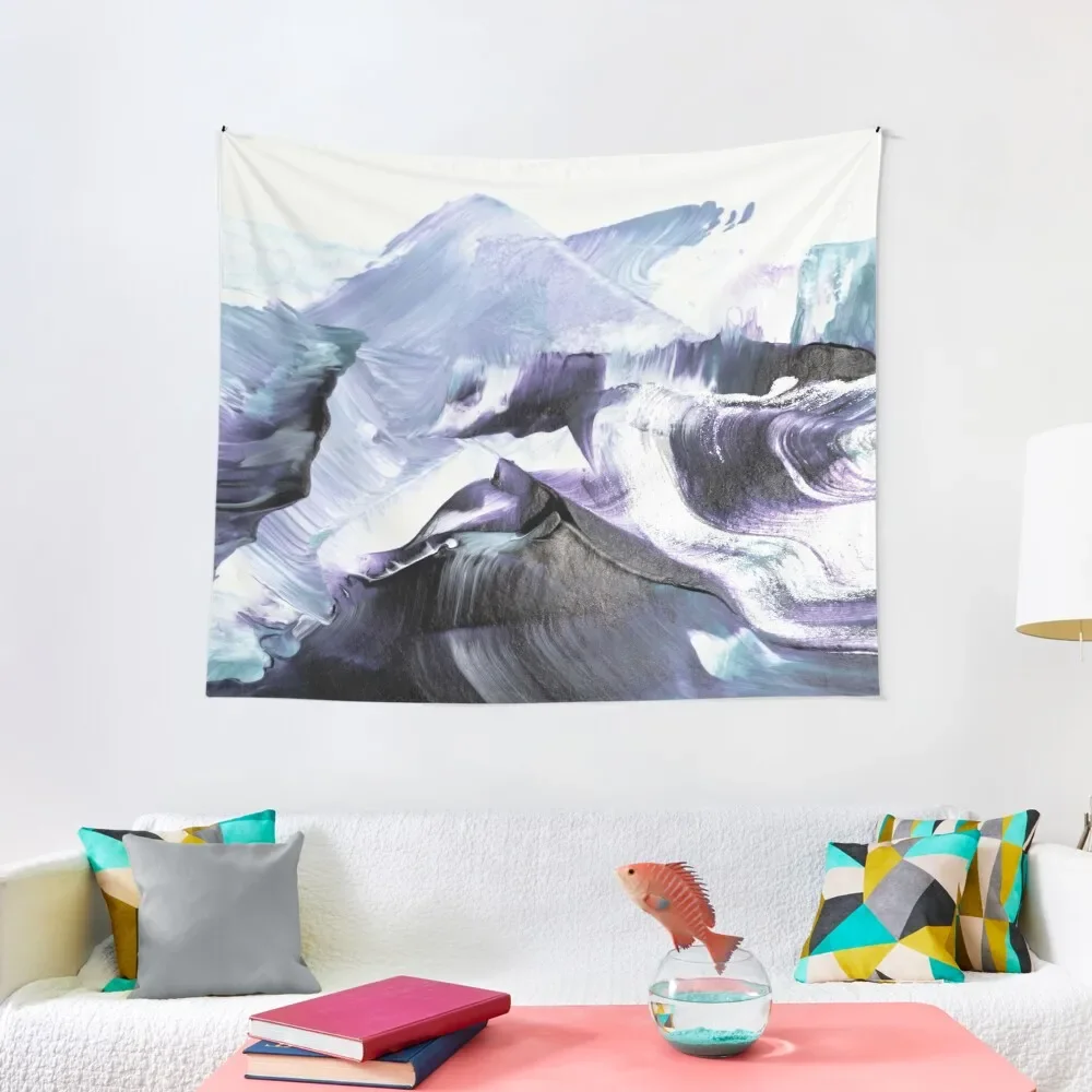 

Indigo Blue Mountains, Abstract Acrylic Painting Tapestry For Bedroom Room Aesthetic Room Decor Cute Tapestry