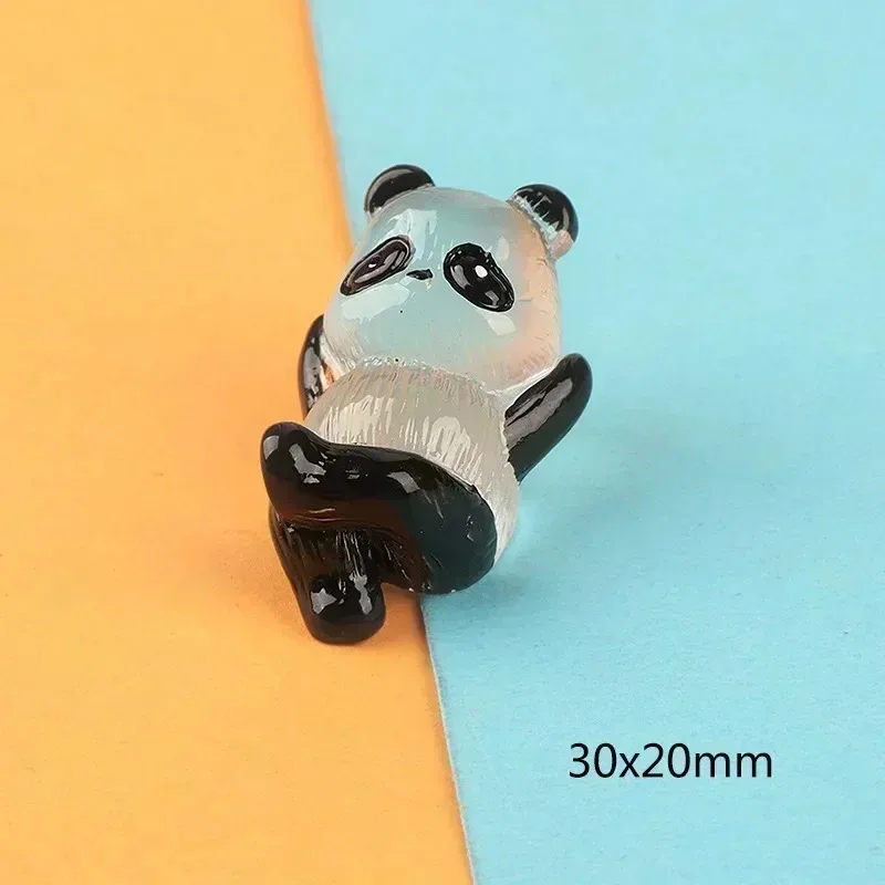 Glowing Panda Mini Figurines Miniature Panda Micro Landscape Ornament Glowing in Dark Miniature Flower Potted Decor