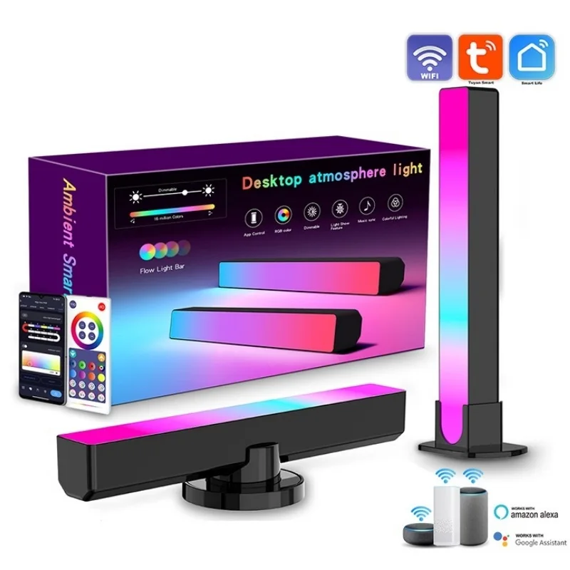 

2PCS Smart RGB Pickup Lights Sound Control Music Rhythm Pickup Lamp For Computer TV Bar Party Work With Alexa & Google Assistant