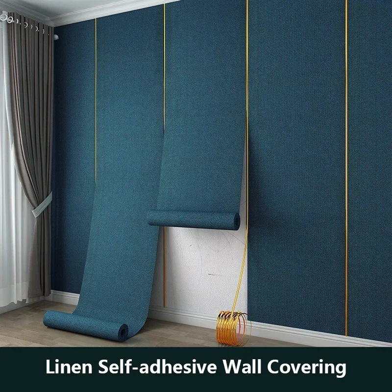 

XPE Linen Thickened Self-adhesive Wall Covering Anti-collision Soft Pack Wall Sticker Bedroom Home Decoration Wallpaper