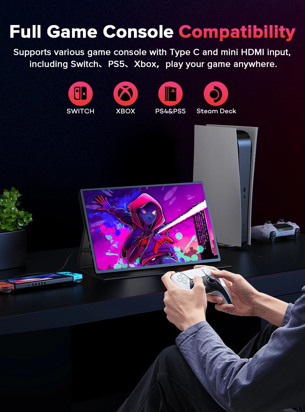 UPERFECT-120Hz ޴  16 &2K 16:10 IPS ũ USB C HDMI VESA  ÷,  ÷ PC ȭ PS5 Xbox ġ