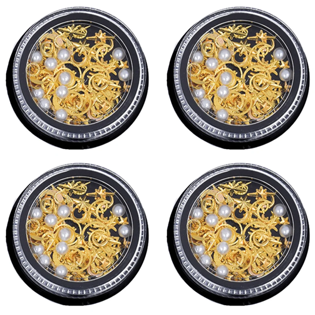 

4 Boxes Silver Moon Nail Decals Salon Nail Accessories