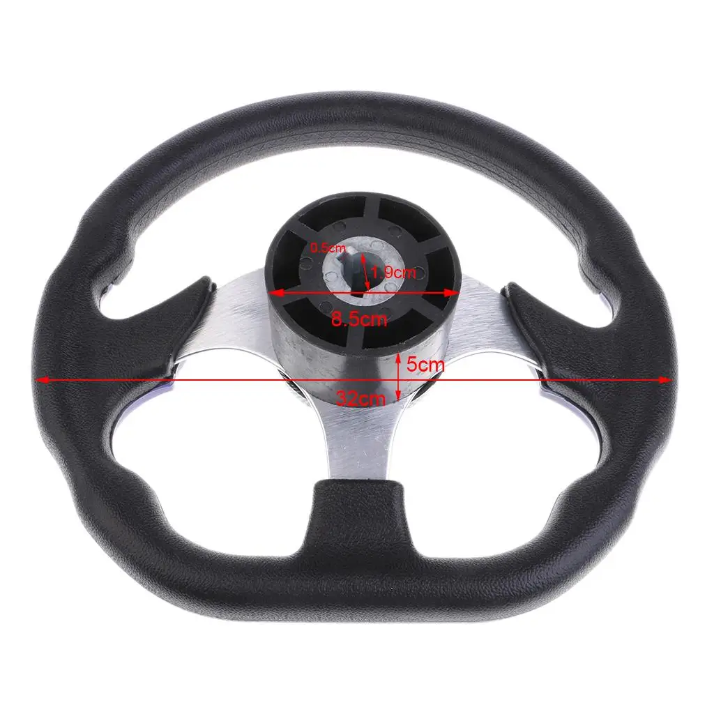320mm Battle Style Aluminum Alloy 3 Spoke 3/4'' Boat Steering Wheel Marine Yacht Pontoon Boat Wheel & Soft Grip Center Cap
