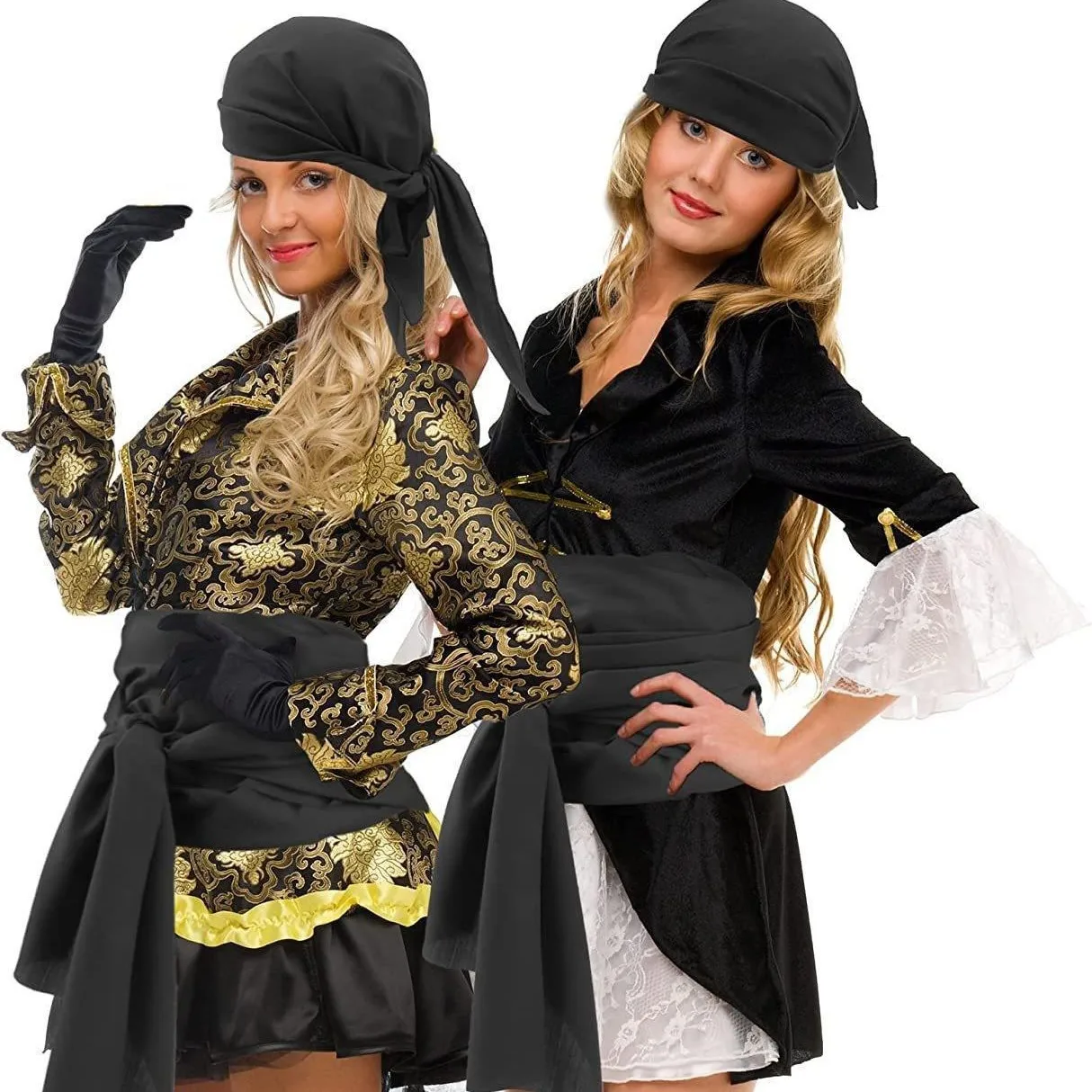 2pcs/set Pirate Cosplay Costume Hat Head Scarf Belt Medieval Renaissance Vintage Pirates Women Men Headband Waist Belt 4