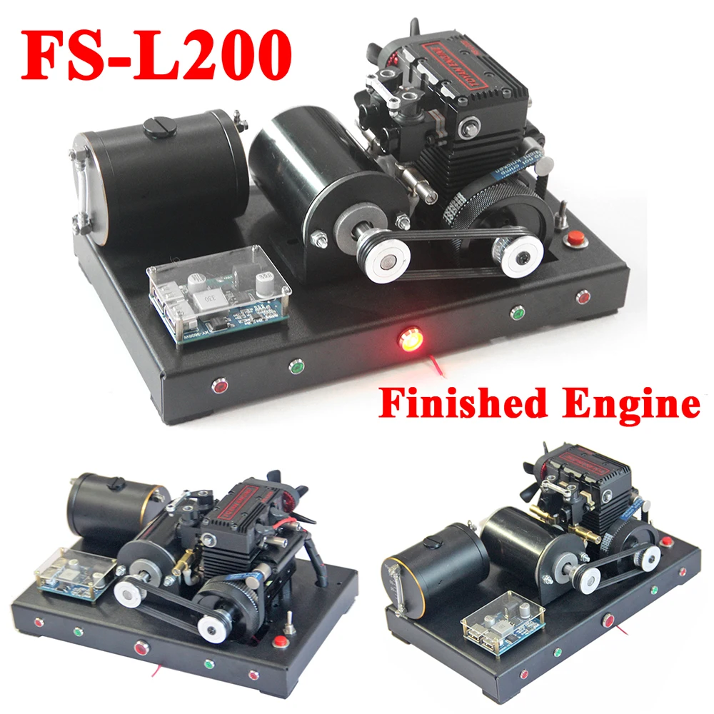 TOYAN FS-L200 V2 Four Stroke Nitro Engine 12V Miniature In Line Twin  Cylinder Engine Generator Model Physics Experiment Toy