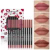 12 pcs Lip Liner Pencil Set Matte Lipliner Pencil Lipstick Waterproof Long Lasting Nude Contour Lipstick Pen Lip Tint Cosmetics 1