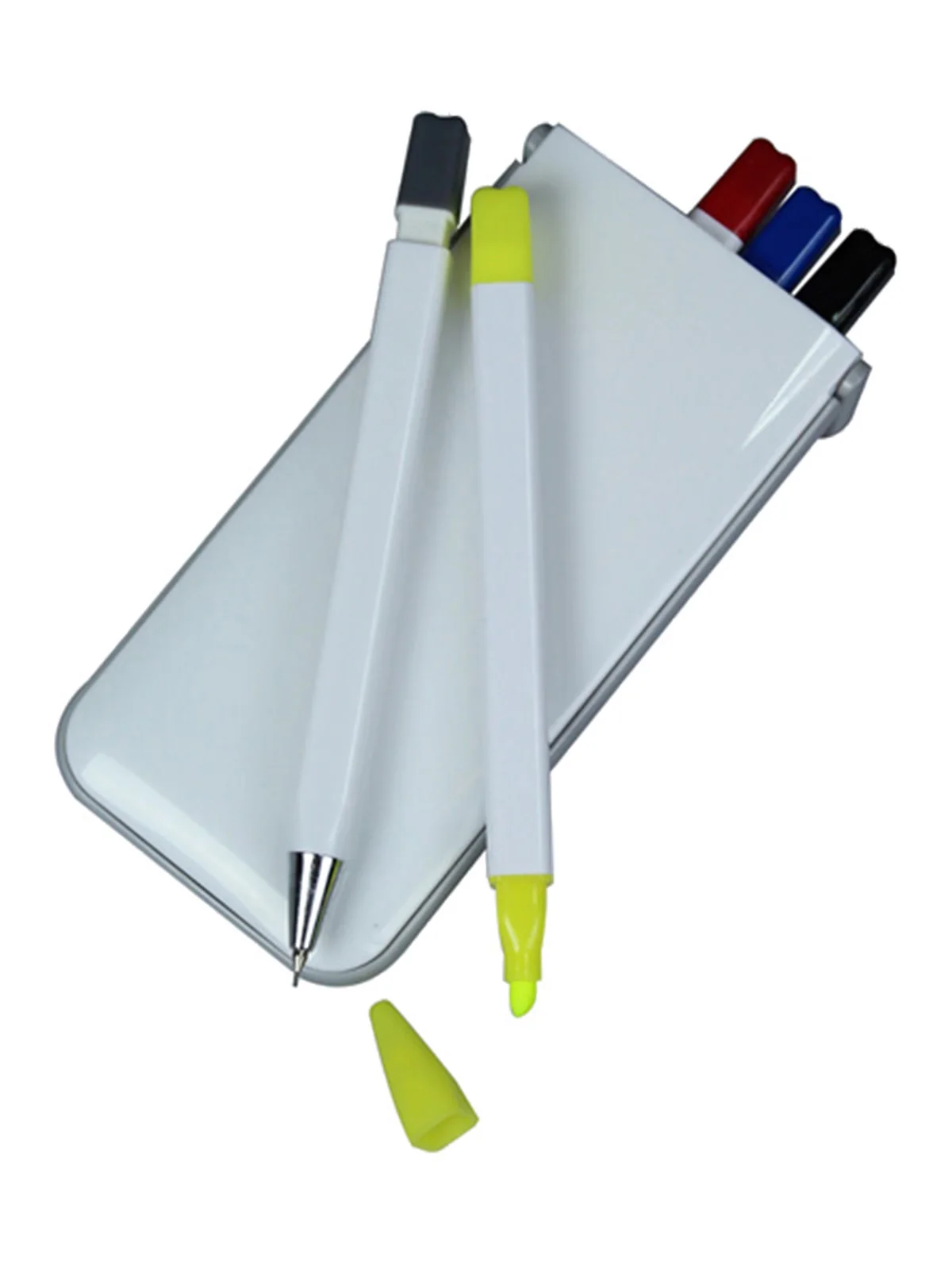 Quality 5 in 1 Pen Set Case Mechanical Pen Highlighter Marker Ballpoint Pens Custom Logo Gift Box Promotion Advertise Giveaway 3