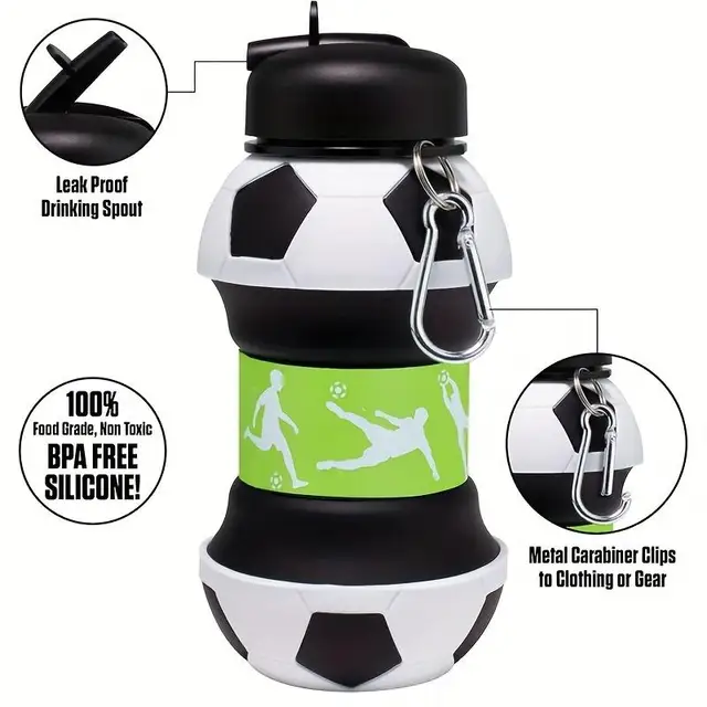 Botella de agua de fútbol plegable: Portátil y Anticaídas | Emoape