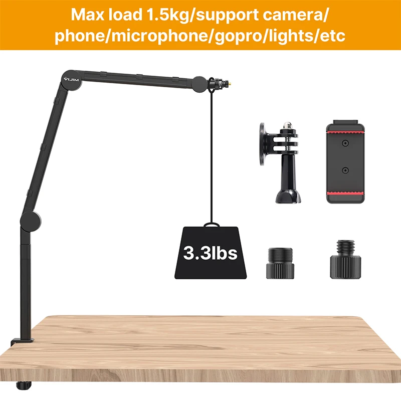 ST4 Microphone Stand Arm Holder Boom Desk Arm Mic Holder, With