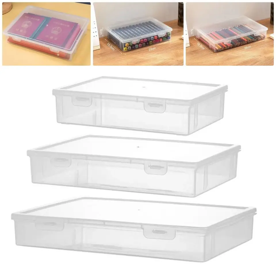 Transparent Document Storage Container Box