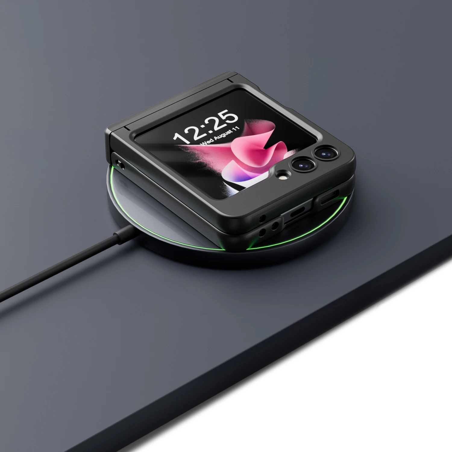 For Samsung Galaxy Z Flip 5 Case Colorful Matte Glitter Magnetic Wireless Charging Folding Hingle With Mirror Film Hard Cover