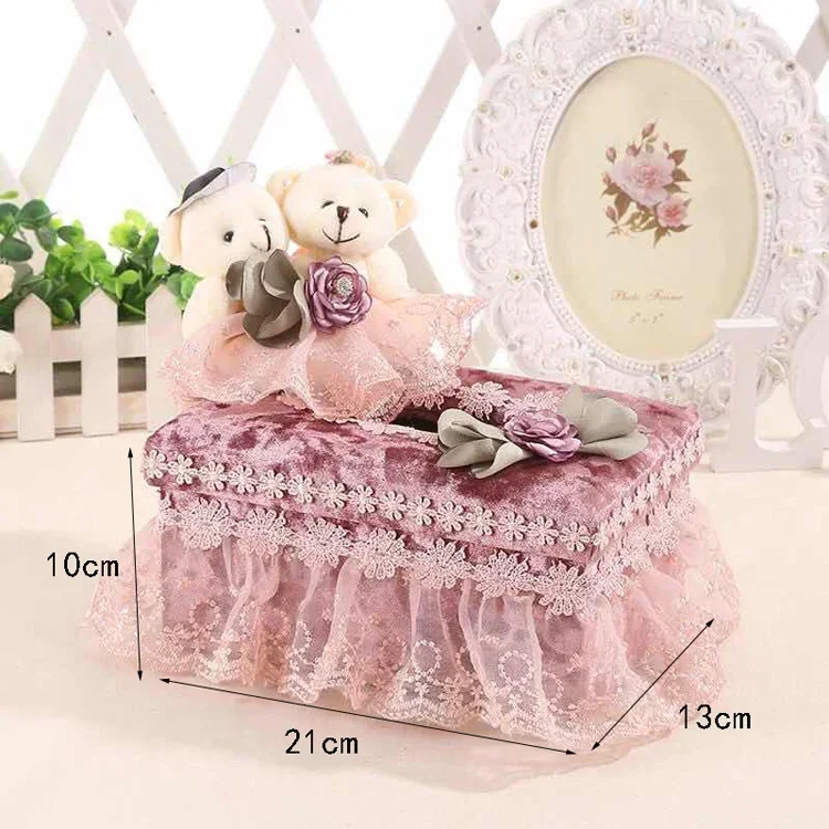 Lace Cloth Tissue Boxes Pink Originality Paper Drawer Box A Living Room Restaurant Kitchen Desktop Toilet Paper Storage Box 4