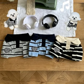 Maglietta Polo per Cani, Camicia Estiva a Righe con Colletto alla Moda per Cani e Gatti, T-Shirt per Animali Domestici, Gilet per Cani Chihuahua, Bichon, Bulldog Francese, Abbigliamento per Cani