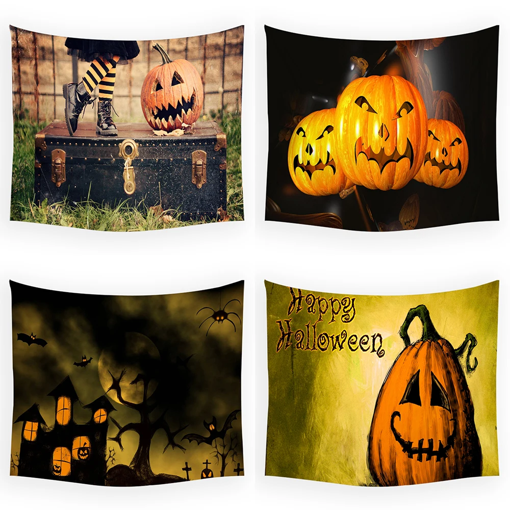 

Western Halloween horror pumpkin print tapestry Home living room bedroom background wall decoration Wall hanging tapestry