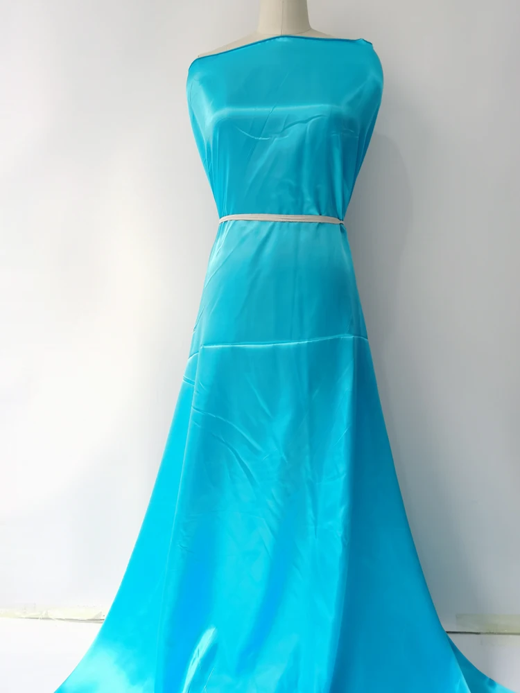 Schlichtes Satin, 58 Zoll breit | 1 Meter | 2 Meter | 5 Meter | Weicher Charmeuse-Stoffschal zum Basteln, DIY-Material, Blau – Detail 39