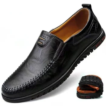 Genuine Leather Men Shoes Luxury Brand 2023 Casual Slip on Formal Loafers Men Moccasins Italian Black Male Driving Shoes Men 1