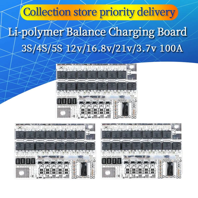 3S/4s/5s BMS 12v 16.8v 21v 3.7v 100a Li-ion Lmo batteria al litio carica del circuito di protezione della batteria ai polimeri di litio