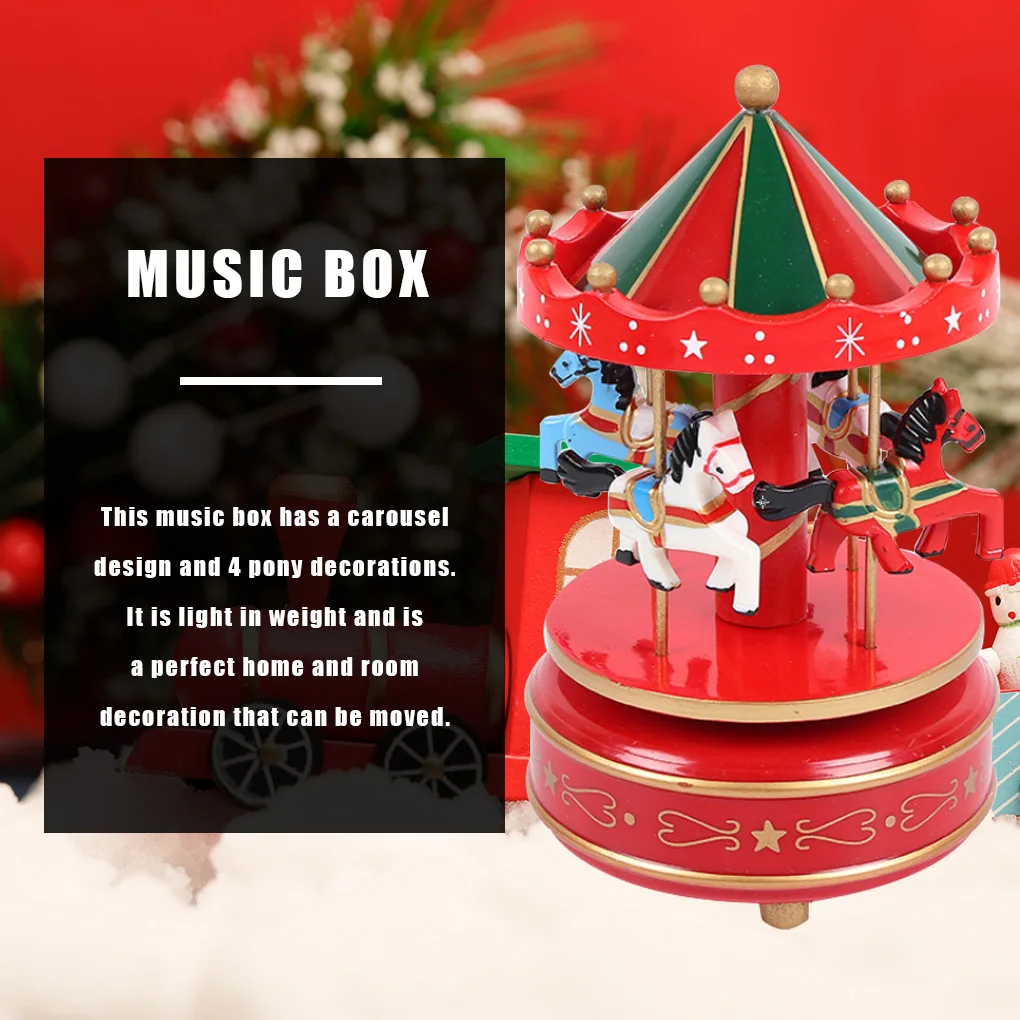 Caixas de música Merry-Go-Round para crianças, cavalo de madeira, carrossel rotunda, caixa musical, aniversário, presente de Natal, decoração, corda