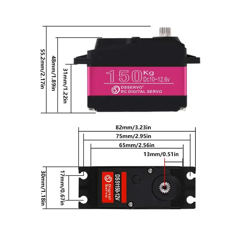 RCmall Digital Metal Robotic Servo Large Torque 180/270 Degree 25KG 30KG 35KG 40KG 80KG 150KG Servo Motor For RC Car Robot rc servo