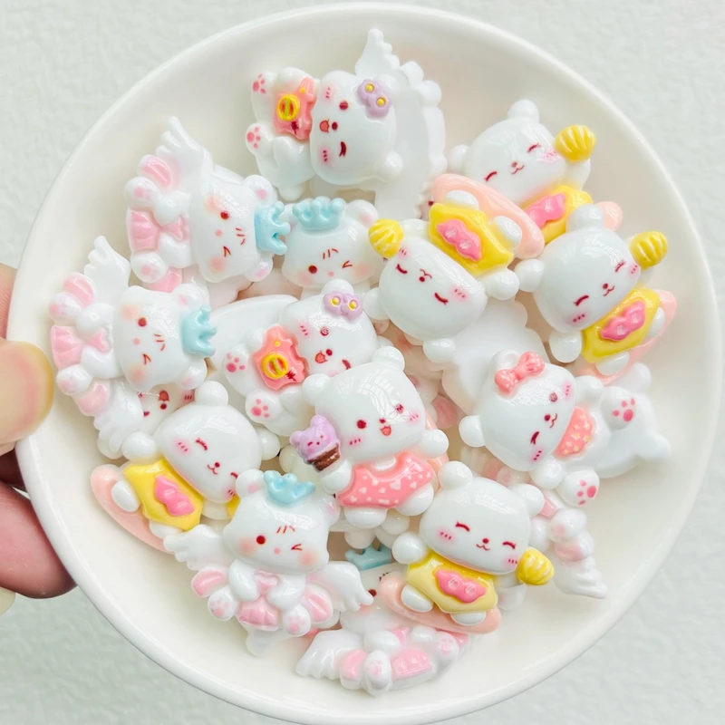 

10 Pcs New Lovely Cartoon Animal Little Bear Series Resin Scrapbook Diy Jewellery Hairpin Accessories Decorate