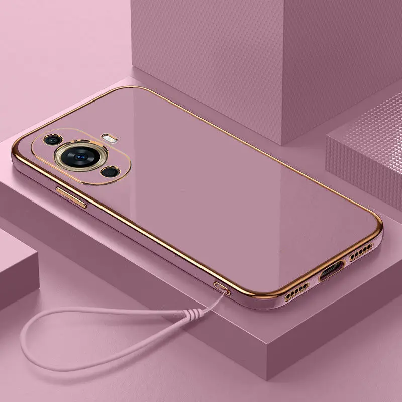 Premium Silicone Back Cover with Straight Frame & Square Plating
