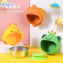 Conjuntos de tigela de alimentação do bebê crianças silicone antiderrapante utensílios de mesa placa de jantar com babadores copo colher garfo louça para crianças