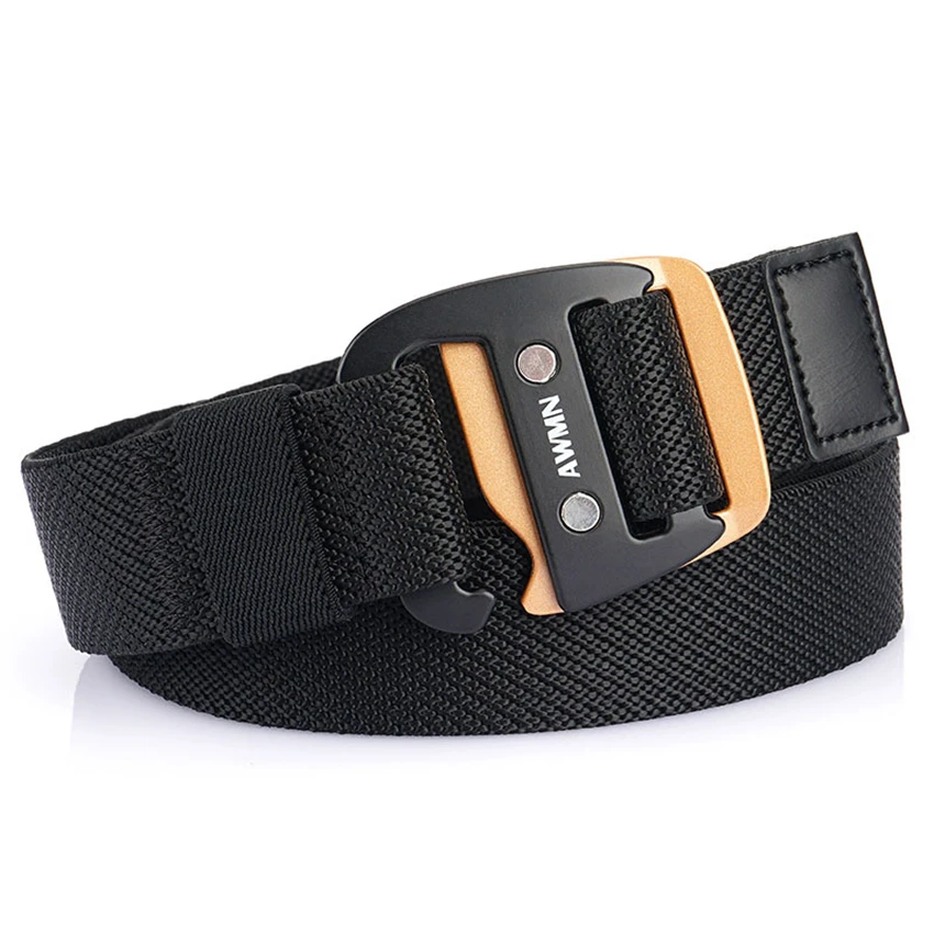 men's belts for jeans New Men's Elastic Belt For Jeans Pants Metal Buckle Casual Nylon Belt Wear-resistant Woven Stretch Outdoor Sports Accessories belts designer Belts