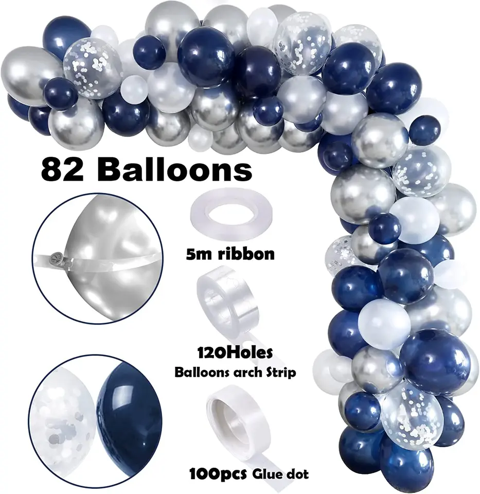 Décorations D'anniversaire Bleu Argent - Bannière Joyeux Anniversaire - Fournitures Fête Homme Femme - Intérieur