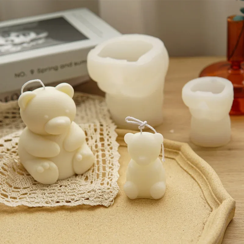 1pc White Silicone Mold For Cute Teddy Dog Candle, Plaster Ornament, Baking  Tool, Cake Mold