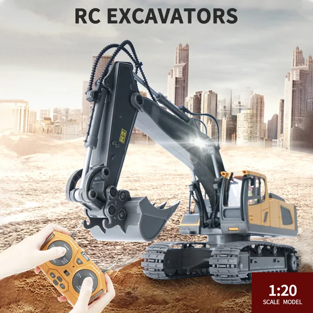 RC Excavator/Bulldozer 1/20 2.4GHz 11CH RC Construction Truck Engineering Vehicles Educational Toys for Kids with Light Music 6
