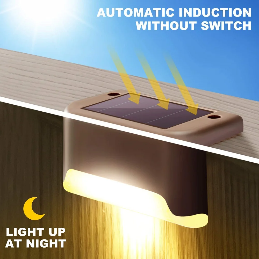 LED Solar Lights Outdoor Solar Deck Lights Waterproof Led Stair Light Pathway Lights Solar Powered For Stairs Step Yard Garden 3