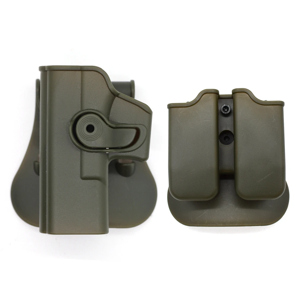 Tactical Defense Retention Gun Holster with Double Magazine Pouch