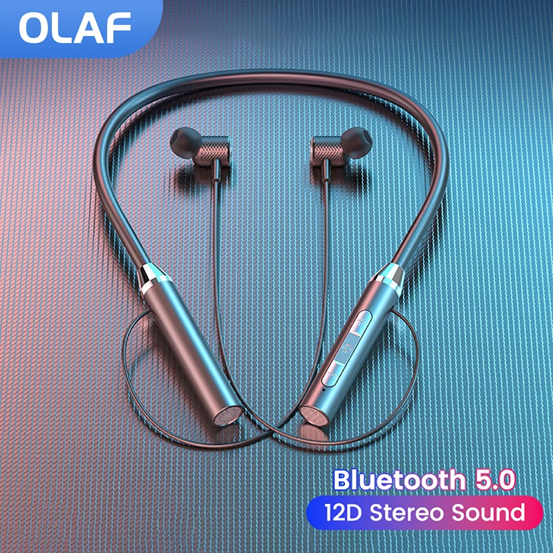 Cuffie Wireless Olaf Bluetooth 5.0 Auricolari Con Archetto Da Collo In-Ear Auricolari Magnetici Sportivi Impermeabili Cuffie Bluetooth Con Microfono