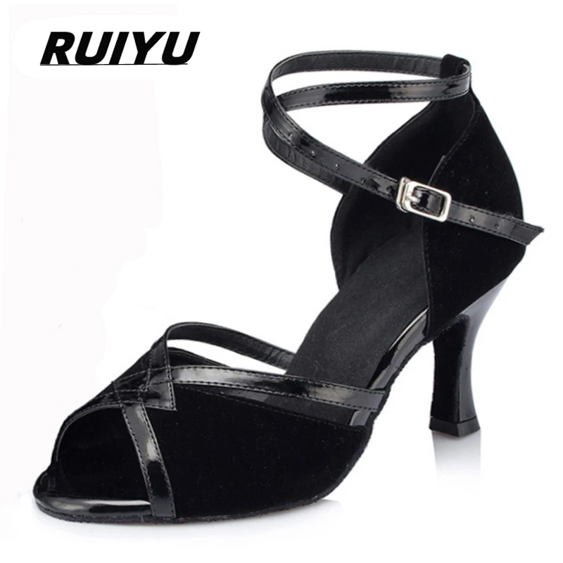 Scarpe Da Ballo Latino Donna Con Tacco 6,3 Cm E Cinturino A T - Pelle, Suola In Pelle, Per Salsa E Tango