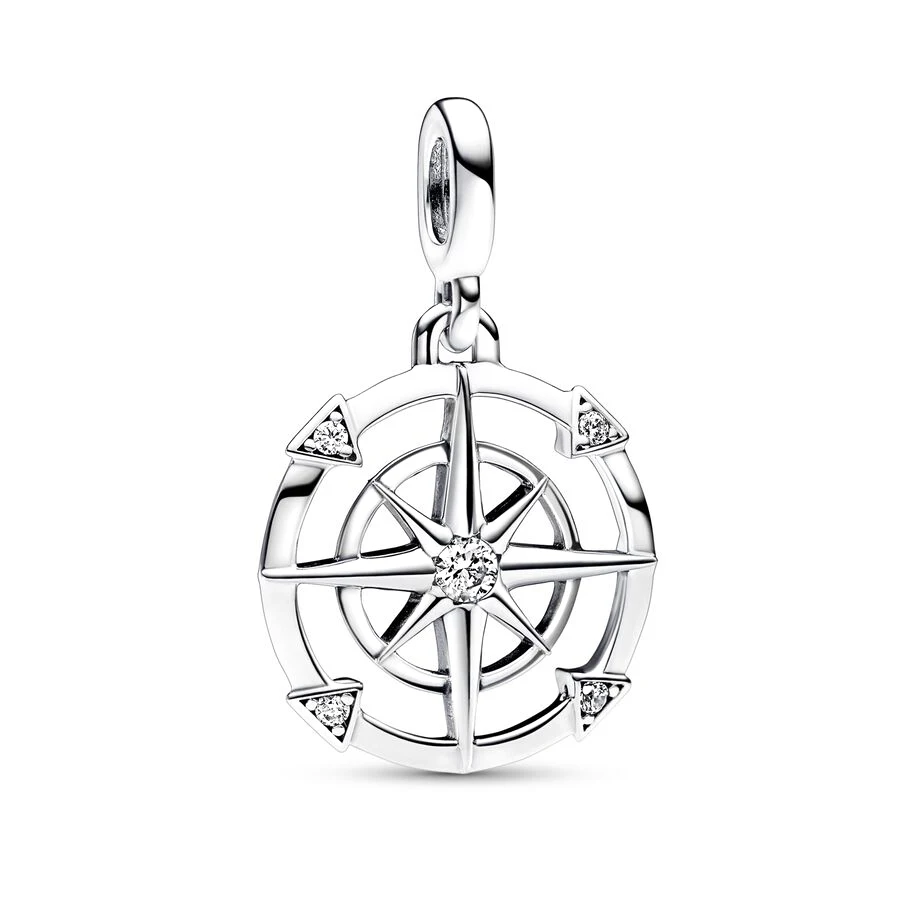 

2023 New 925 Sterling Silver Compass Medallion Dangle Charm Mini Beads for Women Fits Pandora ME Bracelet DIY Jewelry Gifts
