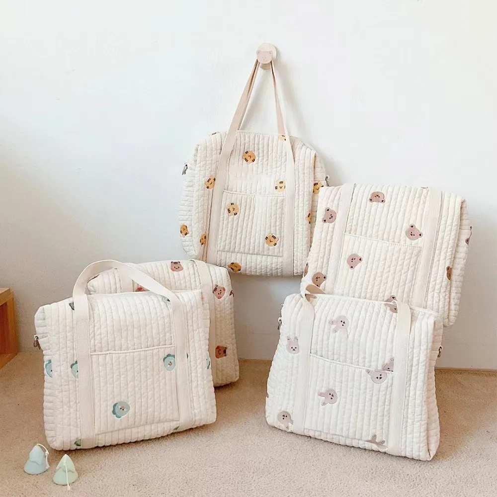 

Mommy Bag Diaper Nappy Bag Baby Stuff Organizer Cotton Handbags Caddy Storage Bag For Mom Cute Bear Babies Accessories